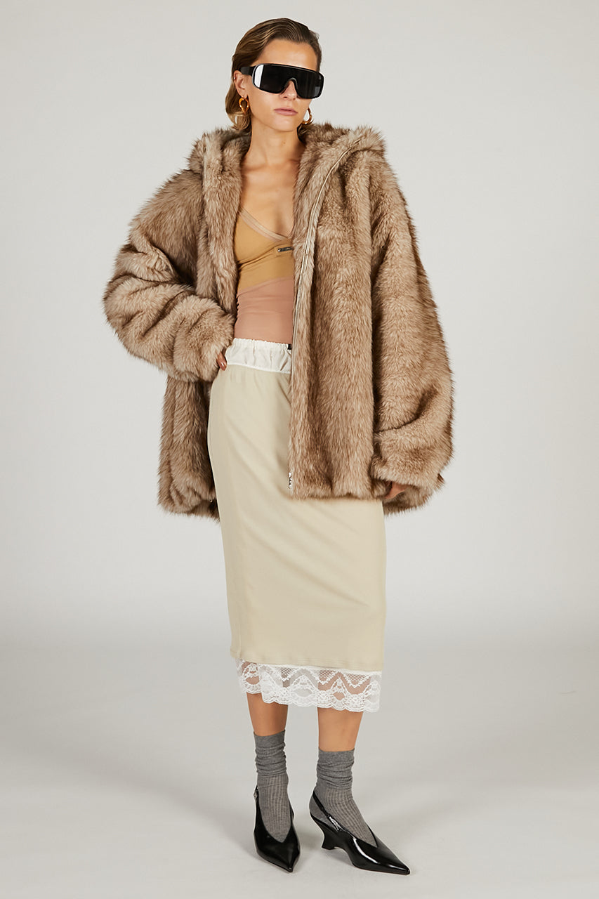 Fake Fur Hooded Hoodie - 2025 WINTER