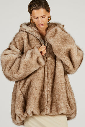 Fake Fur Hooded Hoodie - 2025 WINTER