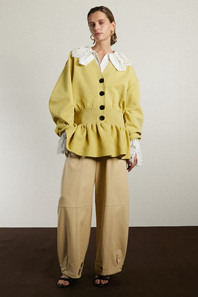 Cocoon Sleeve Peplum Knit Cardigan