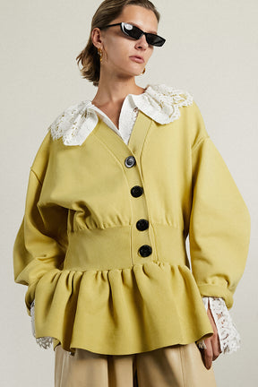 Cocoon Sleeve Peplum Knit Cardigan