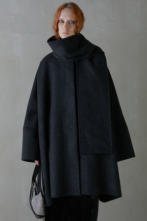 Super 140 Wool Poncho Coat