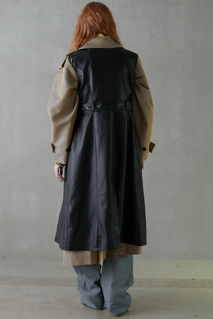 【SALE】Cut-out Eco Leather Dress