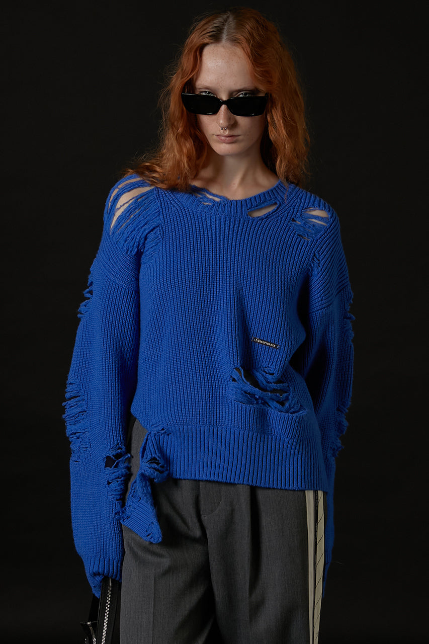 [Weboff Part number] Hard Crashed Knit Pullover