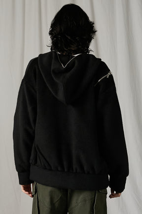 Double Zip Shaggy Hoodie