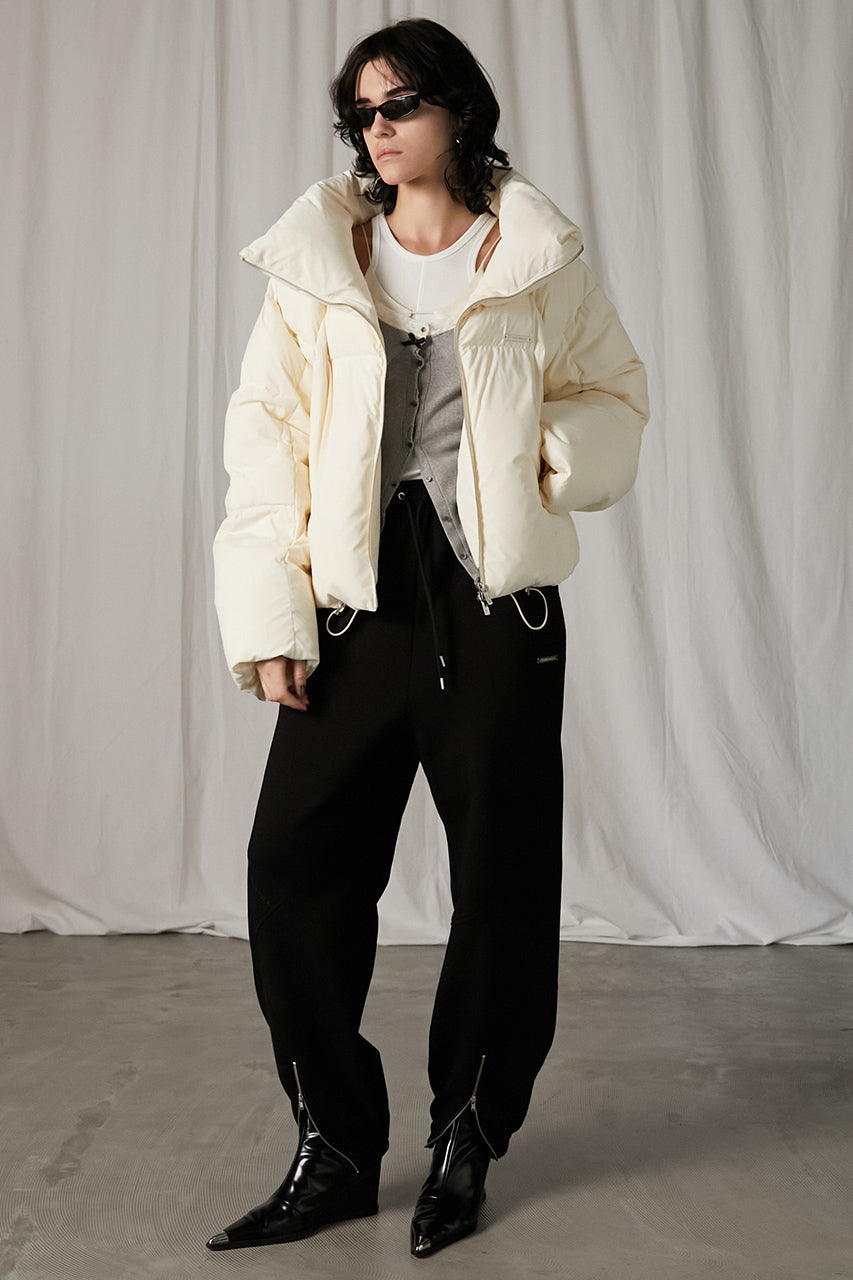 Black peach skin puffer jacket online