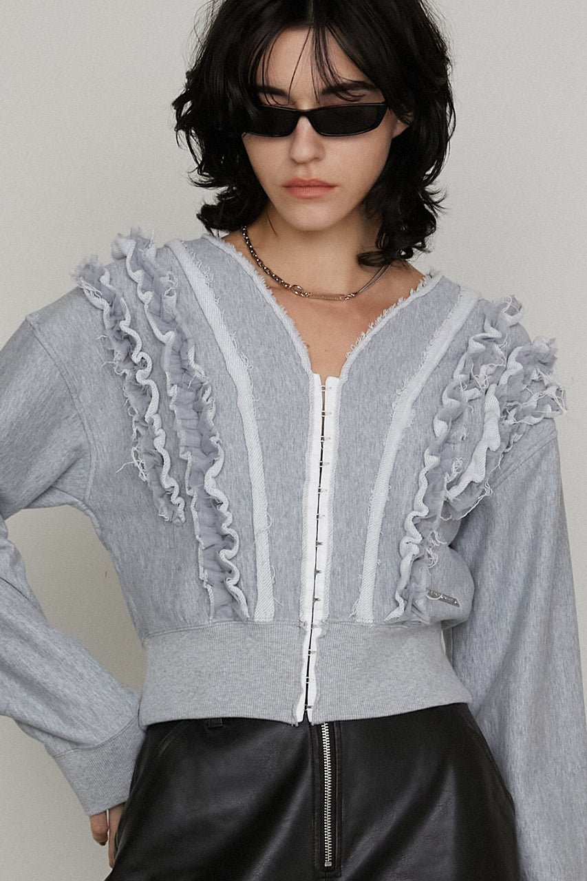 Frills Sweatshirt Cardigan