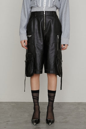 【25 SPRING PRE ORDER】Leather Cargo Shorts