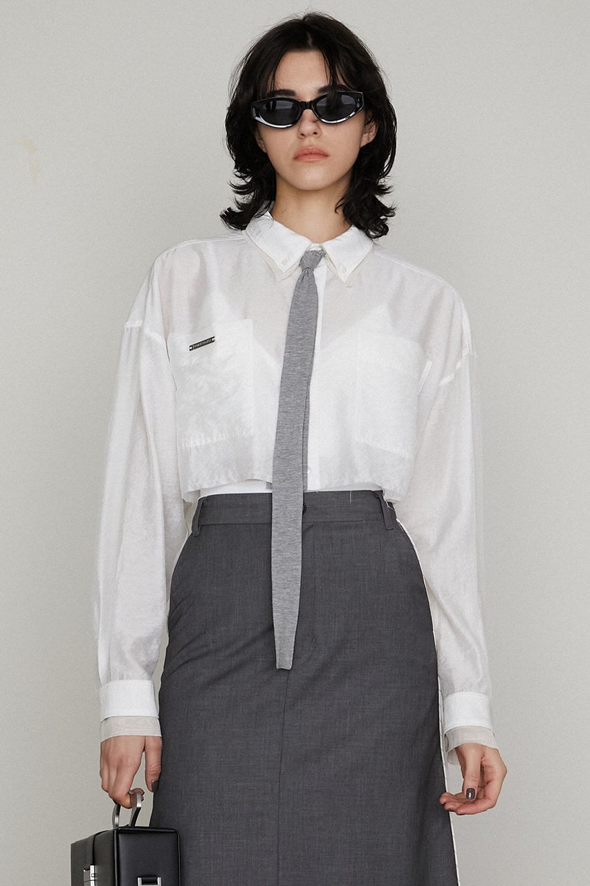 【25 SPRING PRE ORDER】Double Collar Cropped Shirt