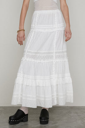 【25 SPRING PRE ORDER】Cotton Lace Maxi Skirt