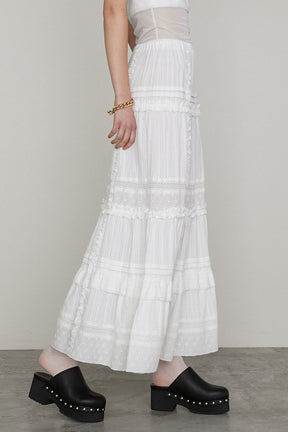 【25 SPRING PRE ORDER】Cotton Lace Maxi Skirt