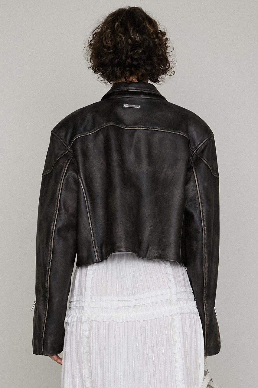 Leather Cropped Moto Jacket