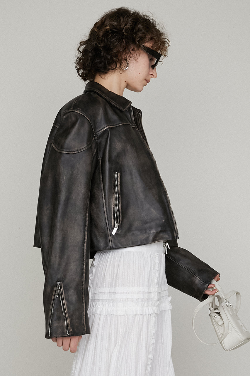 Leather Cropped Moto Jacket