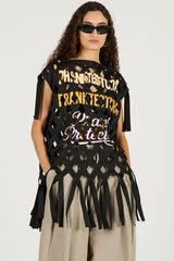 Woven Grid Random Logo Top