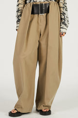 High-Waist Belted Tuck Pants - 2026 SPRING