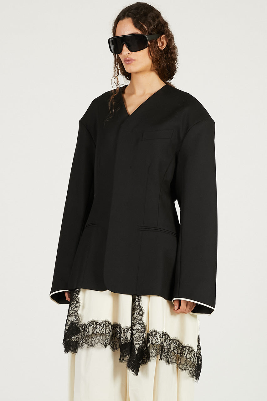 Round Shoulder No-Collar Jacket - 2026 SPRING