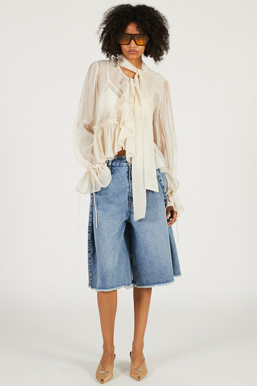 Ruffle Bow Tie Blouse - 2026 SPRING