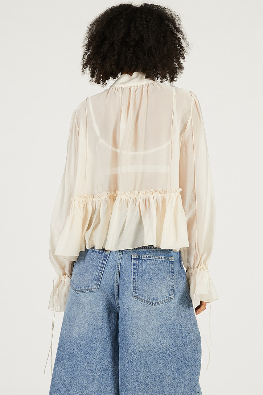 Ruffle Bow Tie Blouse - 2026 SPRING