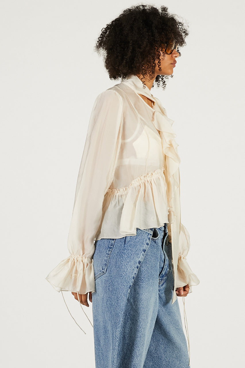 Ruffle Bow Tie Blouse - 2026 SPRING