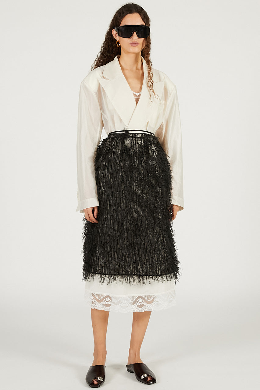 Sheer Feather Wrap Skirt - 2026 SPRING