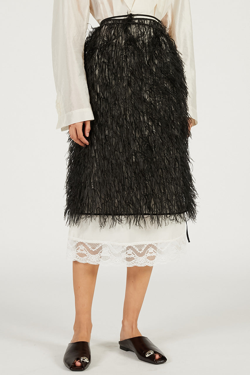 Sheer Feather Wrap Skirt - 2026 SPRING