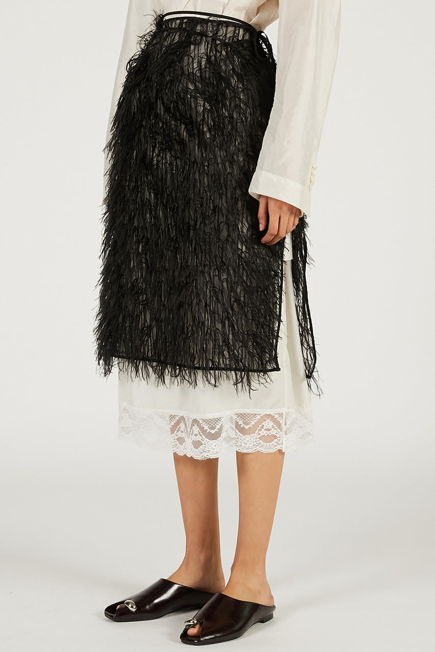 Sheer Feather Wrap Skirt - 2026 SPRING