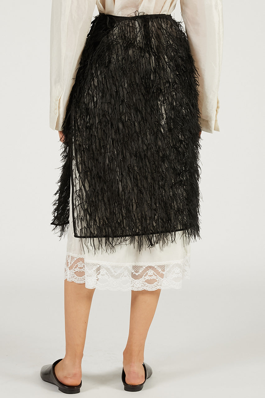 Sheer Feather Wrap Skirt - 2026 SPRING