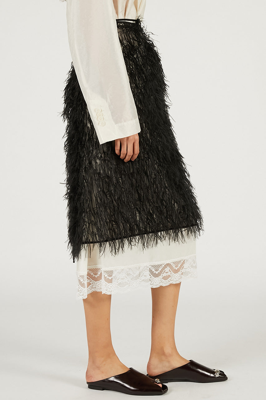 Sheer Feather Wrap Skirt - 2026 SPRING