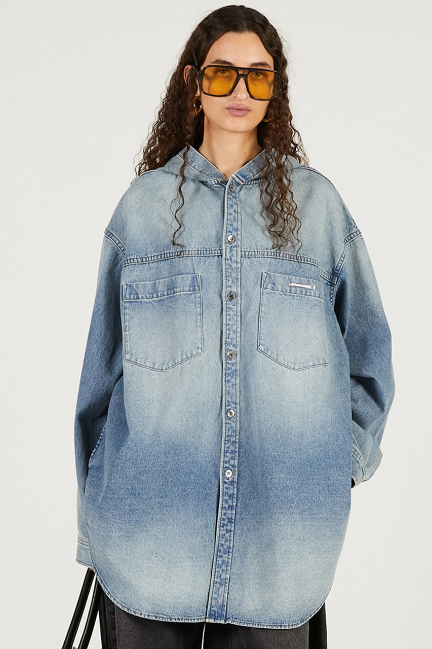 Denim Hooded Shirt - 2026 SPRING