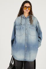Denim Hooded Shirt
