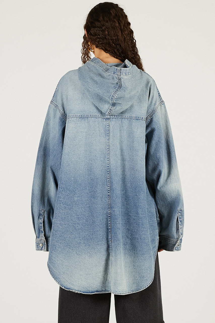 Denim Hooded Shirt - 2026 SPRING