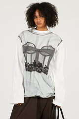 Tulle Bustier Print Long Tee - PRE ORDER