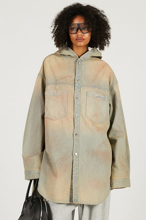 Denim Hooded Shirt - 2026 SPRING
