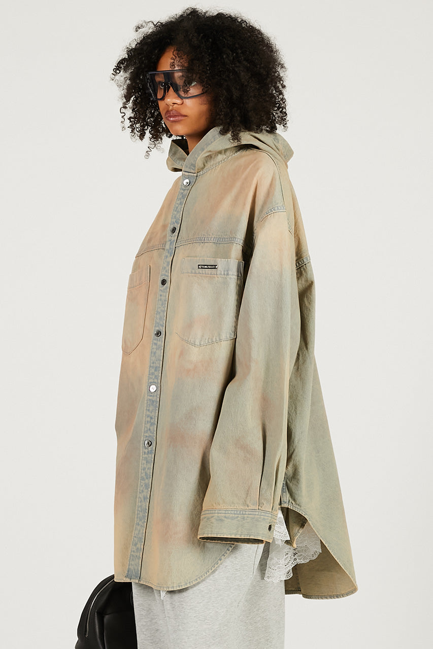 Denim Hooded Shirt - 2026 SPRING