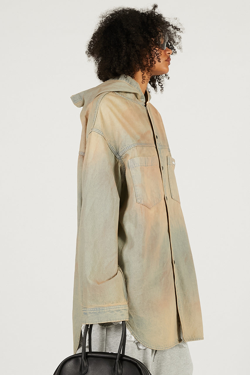 Denim Hooded Shirt - 2026 SPRING