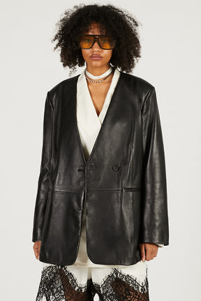 Lamb Leather No-Collar Jacket - 2026 SPRING