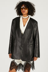 Lamb Leather No-Collar Jacket