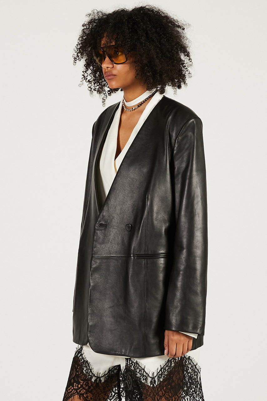 Lamb Leather No-Collar Jacket - 2026 SPRING