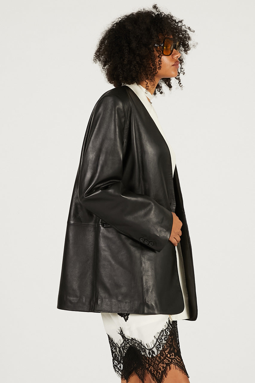 Lamb Leather No-Collar Jacket - 2026 SPRING