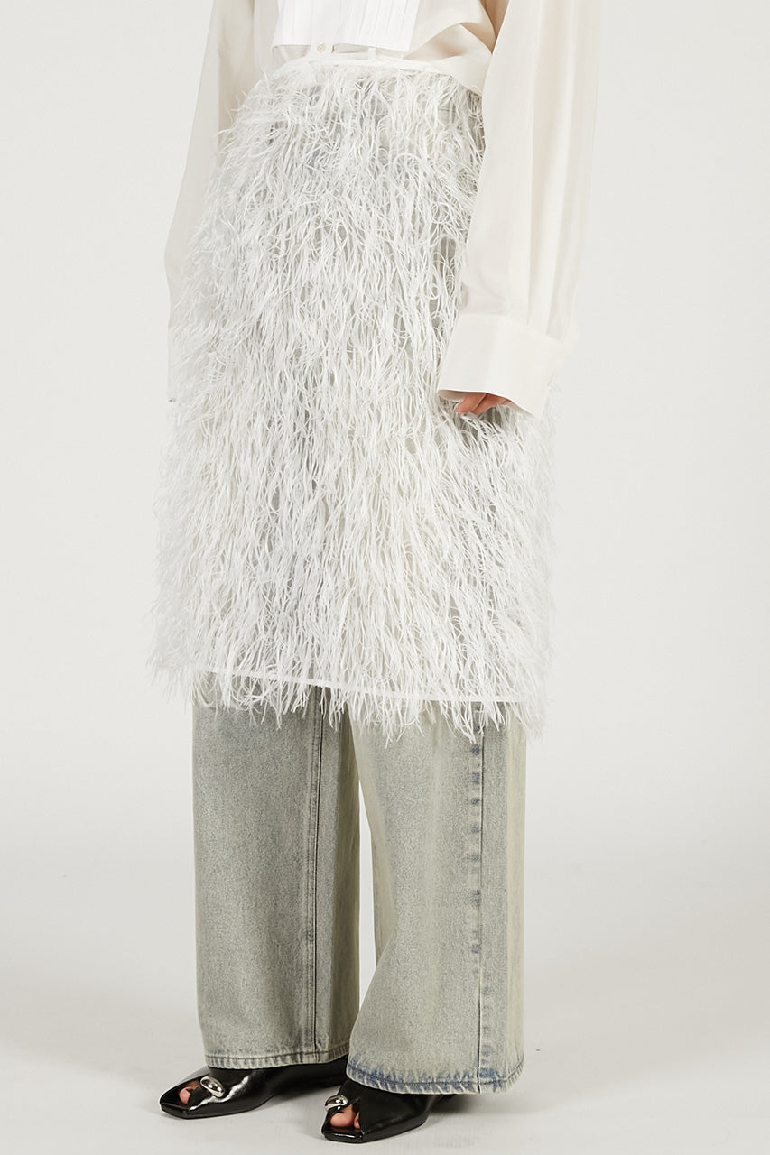 Sheer Feather Wrap Skirt - 2026 SPRING