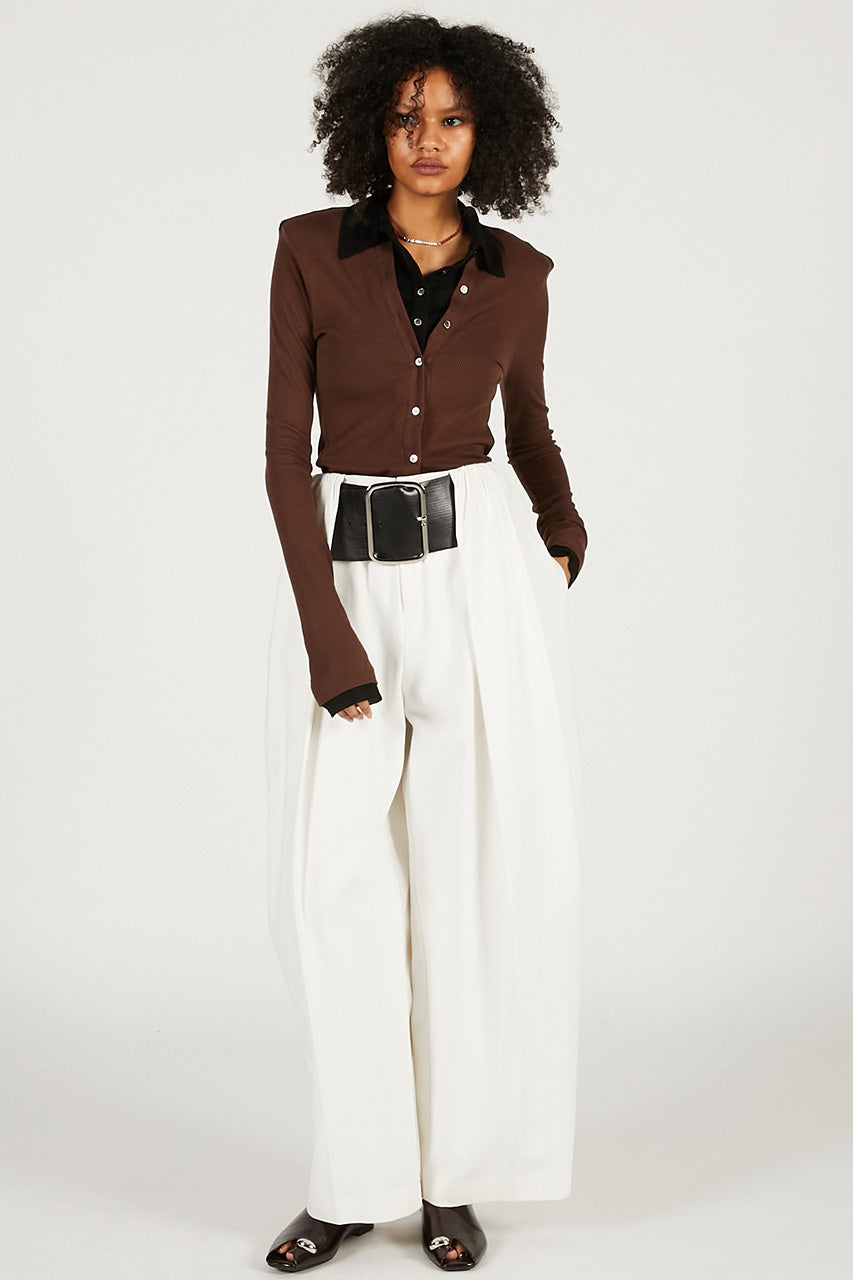 High-Waist Belted Tuck Pants - 2026 SPRING