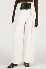High-Waist Belted Tuck Pants