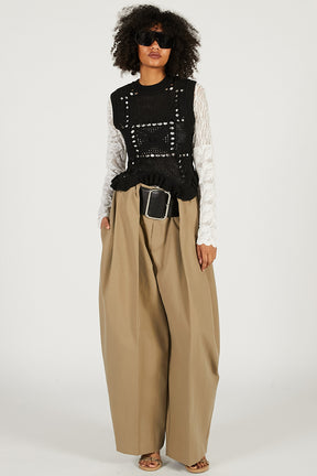 High-Waist Belted Tuck Pants - 2026 SPRING
