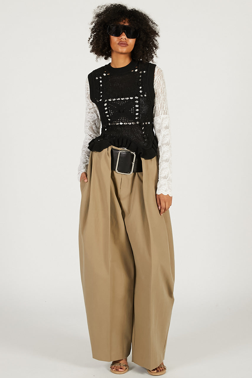 High-Waist Belted Tuck Pants - 2026 SPRING