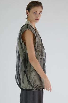 Tulle Gathered Crushed Knit Vest