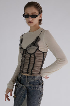 【PRE ORDER】See-through Bustier Layered Top