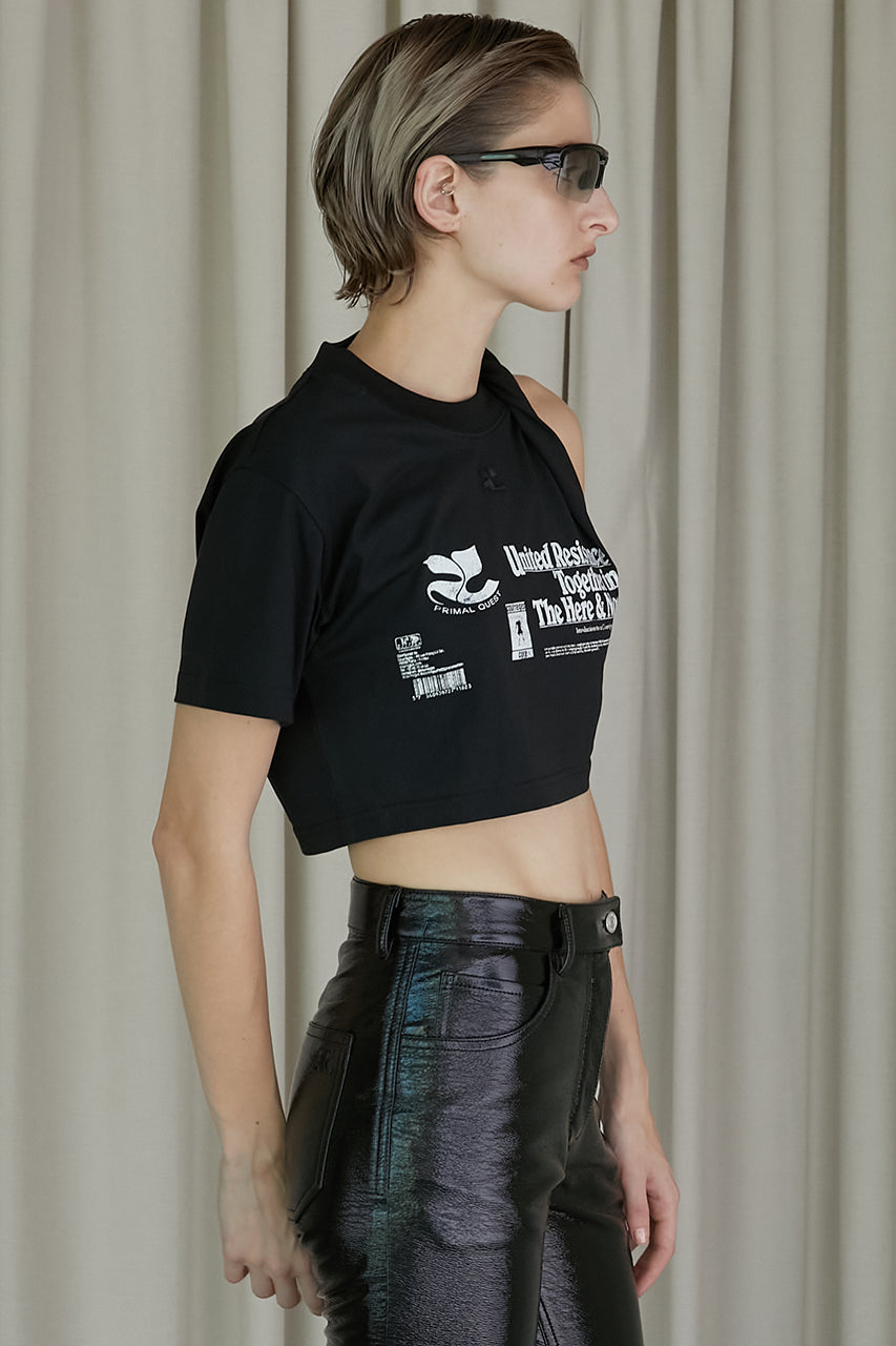 Printed Cropped Twisted T-Shirt