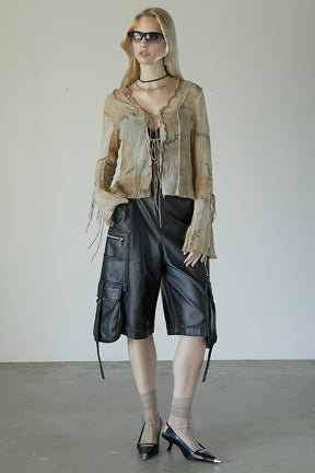 【25 SPRING PRE ORDER】Leather Cargo Shorts