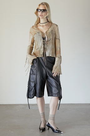 【25 SPRING PRE ORDER】Leather Cargo Shorts