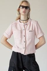 Half-Sleeve Tweed Top