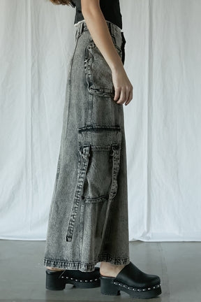 【25 SPRING PRE ORDER】Pocket Denim Semi Flare Skirt